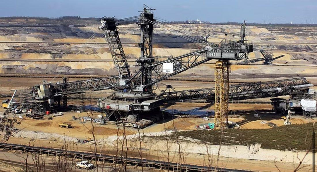 Open-pit mine with heavy equipment